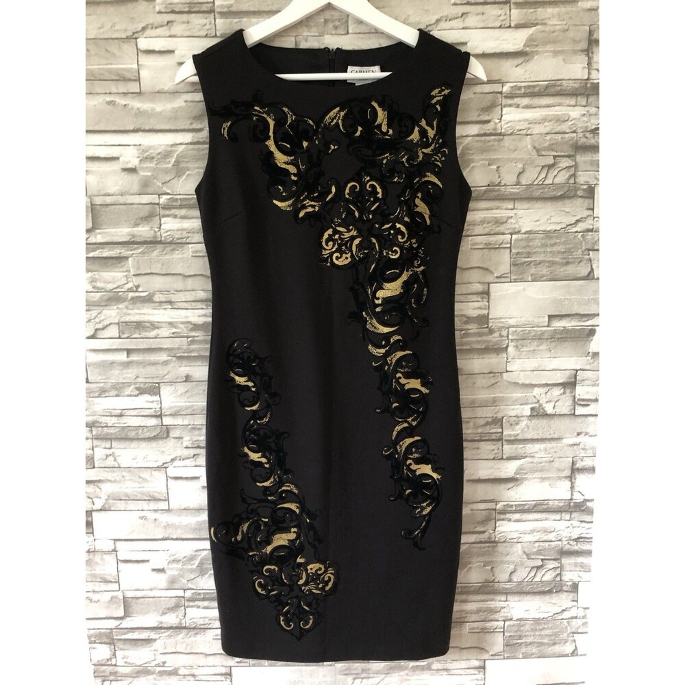 Carmen Marc Valvo Women's Crushed Velvet Dress Black Size 4